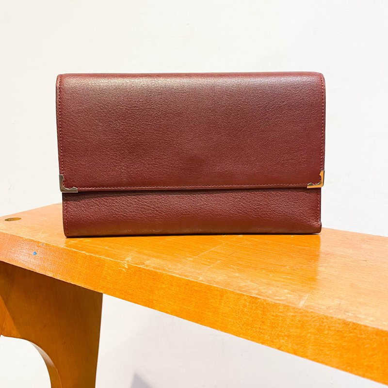 中古Cartier卡地亚│古着│钱包│长银包│卡片套│女友礼物 - 皮夹/钱包 - 真皮 红色