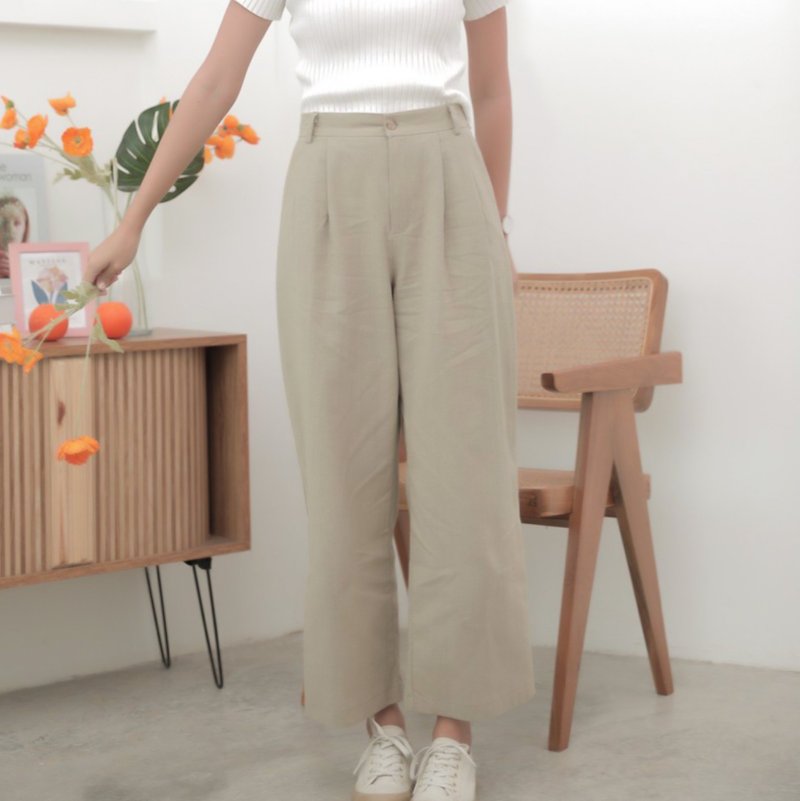 棉混纺裤/裤装/轻便/夏/春/秋/弹力腰 - 女装长裤 - 棉．麻 卡其色
