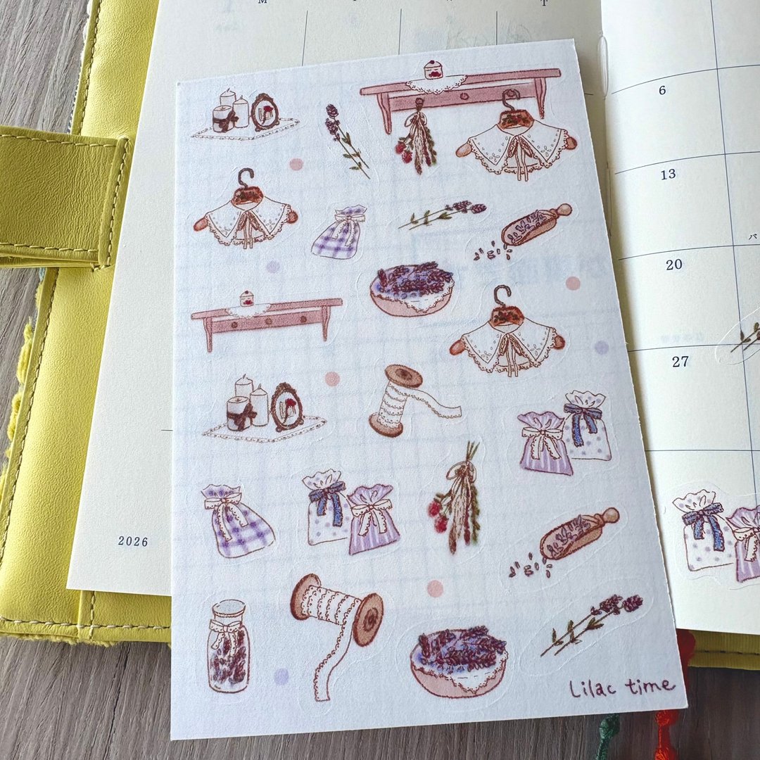 半切贴纸  ચămasking tape 材质 薰衣草 - 贴纸 - 纸 