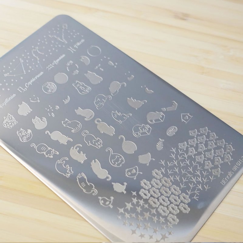 BEnails美甲转印钢板 喵星人-快开饭(大方版)BN021-3美甲DIY - 指甲油/指甲贴 - 不锈钢 银色