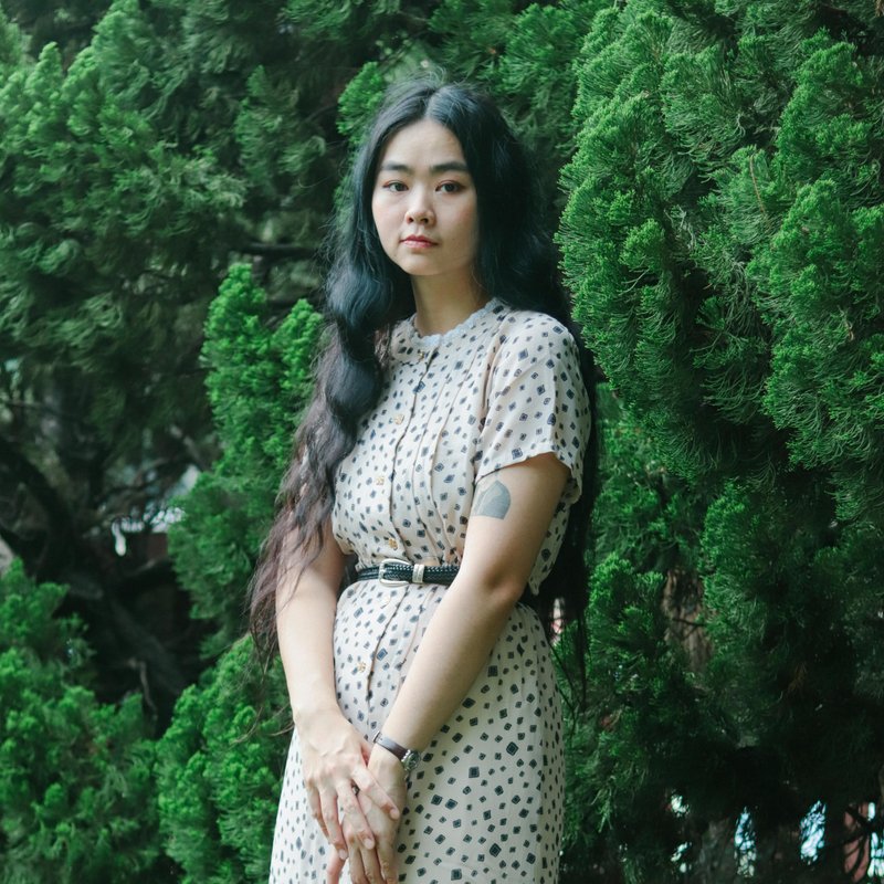 古着洋装 C04 卡其色 方块 裙子 连身裙 短袖【Tsubasa.Y古着屋】 - 洋装/连衣裙 - 棉．麻 卡其色