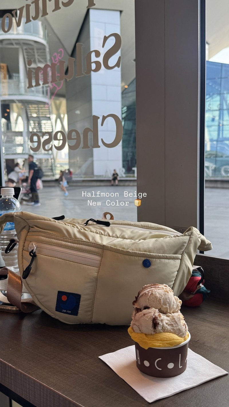 半月包 复古米白 - 手提包/手提袋 - 尼龙 