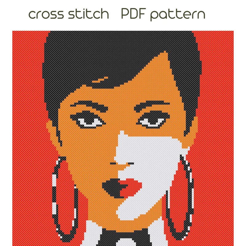 十字繡圖案 Abstraction cross stitch Lady cross stitch Modern cross stitch /8 - 手工艺教程/工具书 - 其他材质 