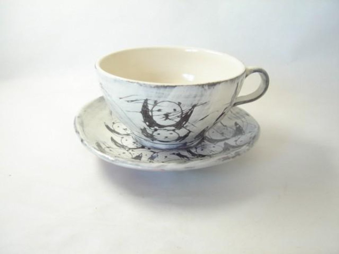 Panda cup & saucer - 咖啡杯/马克杯 - 陶 