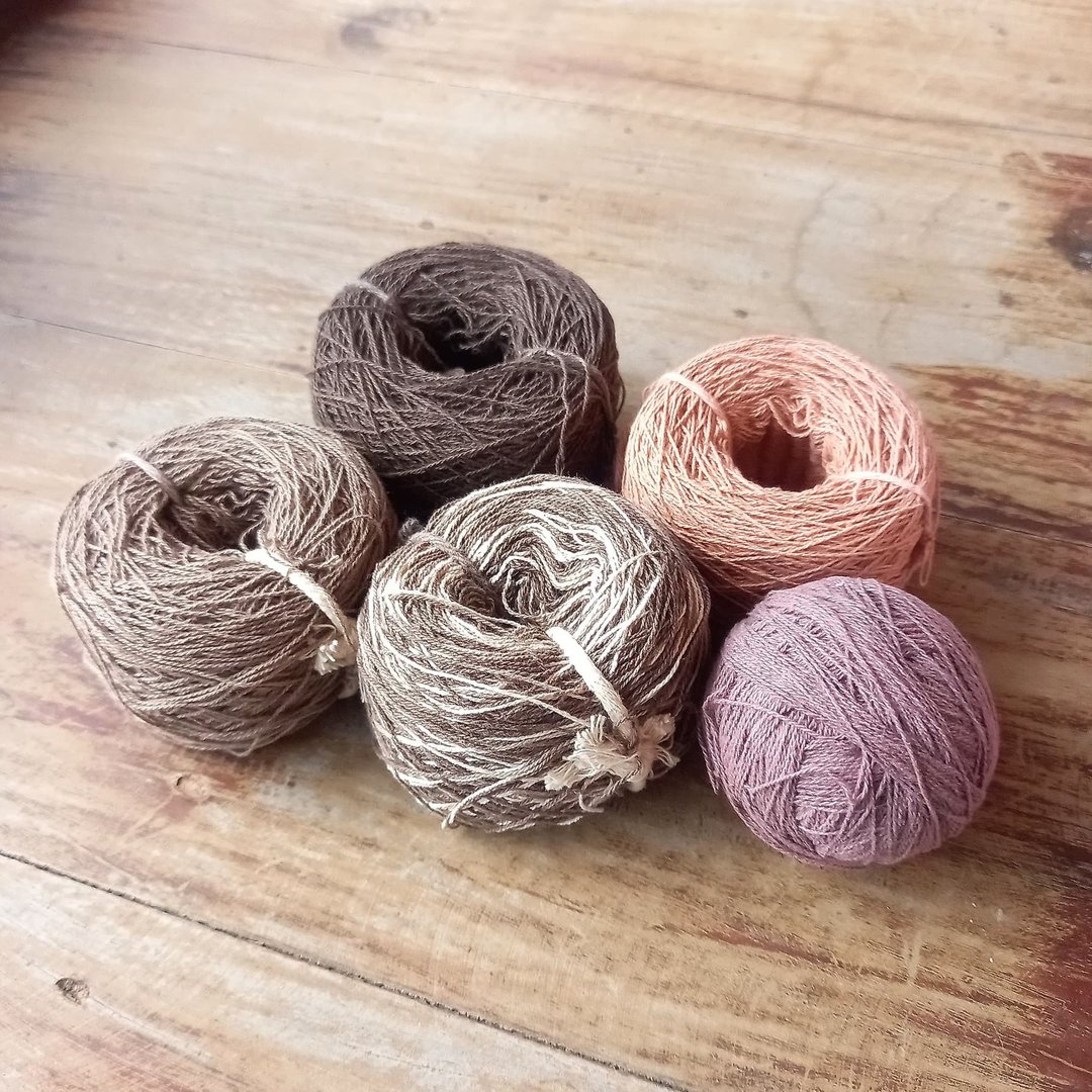 Brown 184m x 5 colors / Karen tribe vegetable dyed cotton thread thickness 0.7mm, 30g x 5 pieces / cotton / embroidery, sashiko, weaving, garland, wrapping, DIY - 编织/刺绣/羊毛毡/裁缝 - 棉 咖啡色