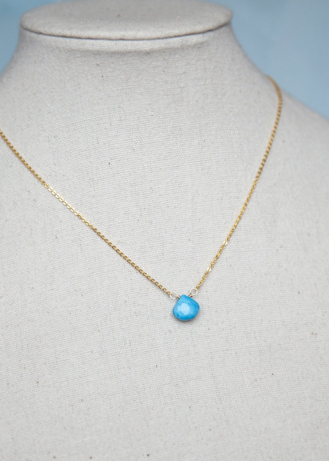 Natural Turquoise Necklace, December Birthstone Necklace, Blue Gemstone Necklace - 锁骨链 - 宝石 蓝色