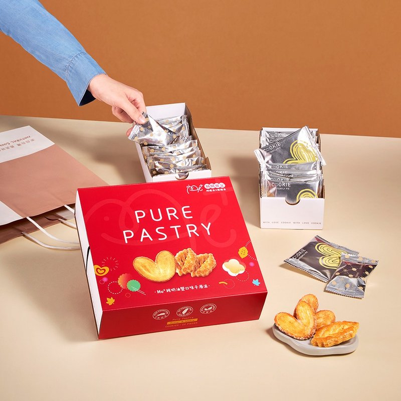 【饼干学院】Me+纯奶油双口味千层派 (礼盒附提袋) - 零食/点心 - 新鲜食材 红色