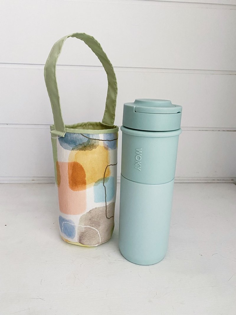 hairmo 水彩色块饮料手提袋-布质(大象杯/手摇/梅森/良杯) - 随行杯提袋/水壶袋 - 棉．麻 黄色