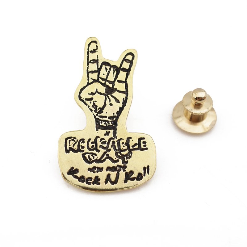ROCK手势胸针 别针 - 胸针 - 其他金属 咖啡色