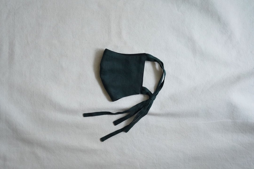 unisex mask | 双色绑带口罩 | 松 绿 x 墨 黑 - 口罩 - 棉 绿色