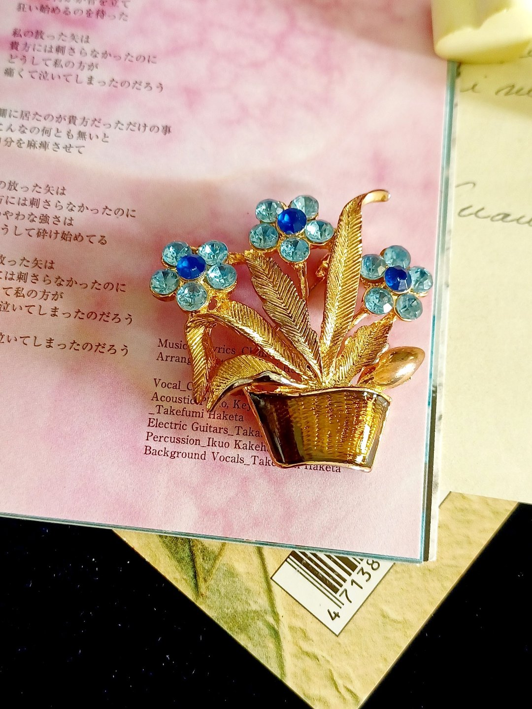 vintage jewelry  典雅珐琅莱茵花盆  别针 胸针 - 胸针 - 其他金属 