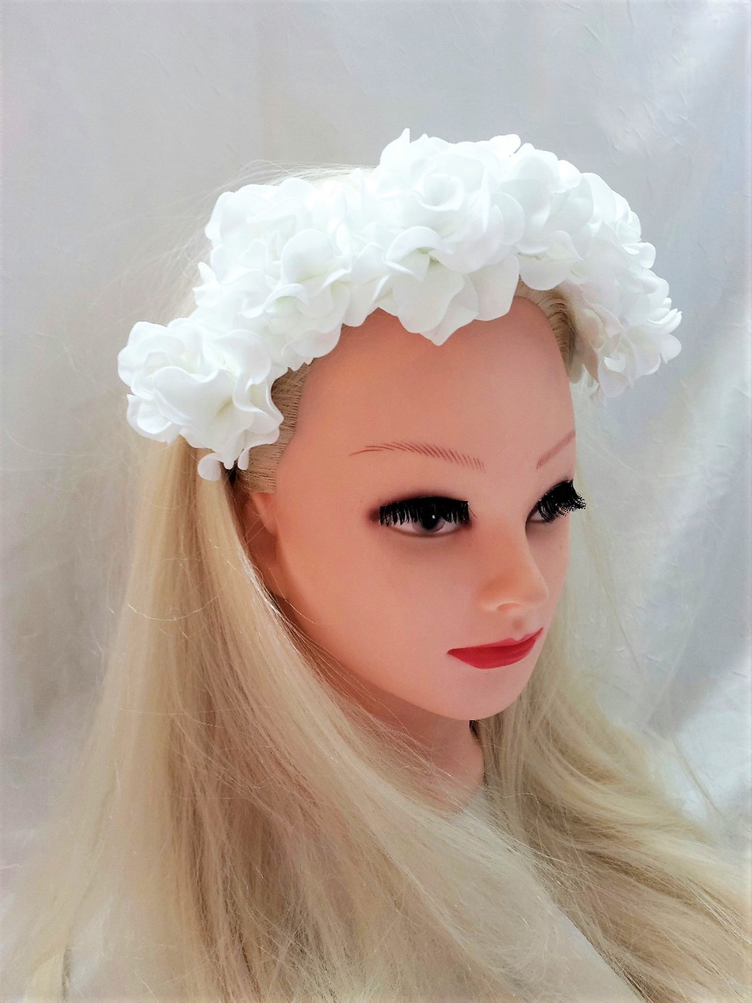 Floral Wedding Headpiece, Bridal flower headband, White flower crown, White halo - 发饰 - 其他材质 