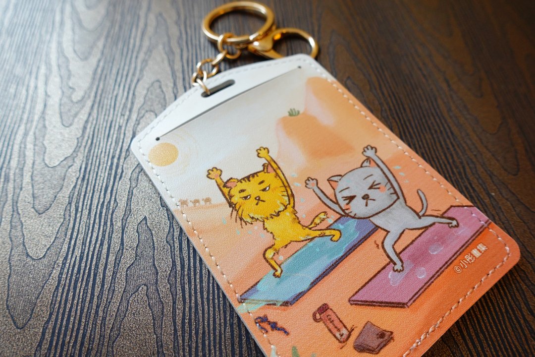小彤画集 - 沙漠上的瑜珈猫咪 - 手绘卡套 - 证件套/卡套 - 人造皮革 粉红色