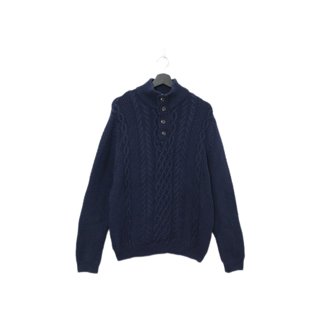 Back to Green-复古毛衣 高领 沈稳蓝针织 ws-27vintage sweater - 男装针织衫/毛衣 - 其他人造纤维 