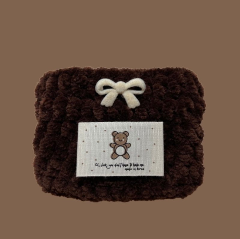 HADEMADE 天鹅绒丝带小熊针织钱包 - 名片夹/名片盒 - 其他材质 咖啡色