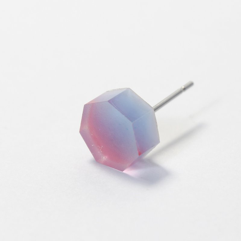 漂浮 / 树脂耳环 - 单只 / 七角形 透明 梦幻 水蓝 - 耳环/耳夹 - 树脂 蓝色