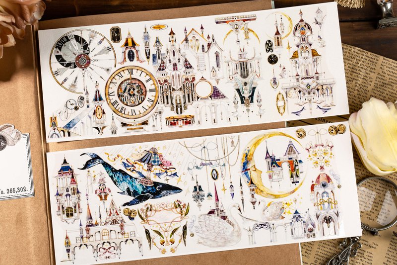 月下城 PET 和纸膠帶 台灣製 10米卷 長循環 (畫師: 樹下下下) - 纸胶带 - 纸 多色