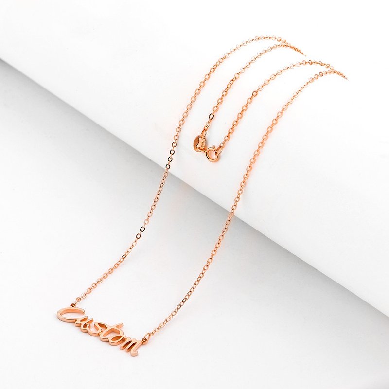 【玫瑰金】客製化字母項鍊 英文名字項鏈 鍍玫瑰金 交換禮物 - 项链 - 其他金属 银色