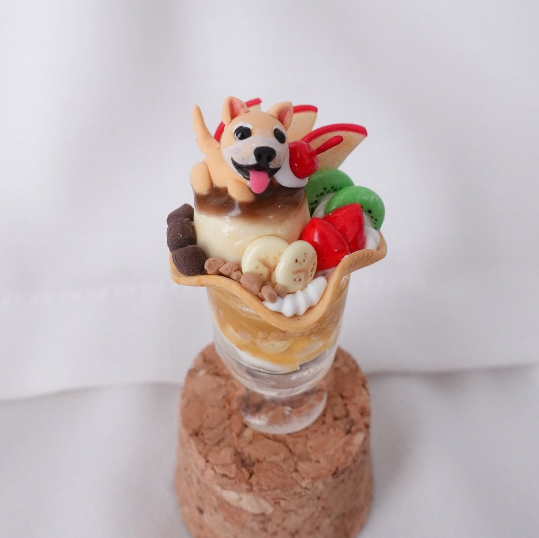 Shiba Inu Parfait - 摆饰 - 粘土 橘色