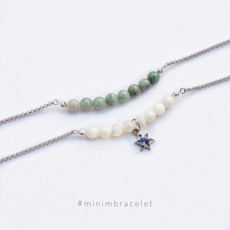 Genuine Stone bracelet according to the 5 elements #minimelement #minimbracelet - 手链/手环 - 纯银 