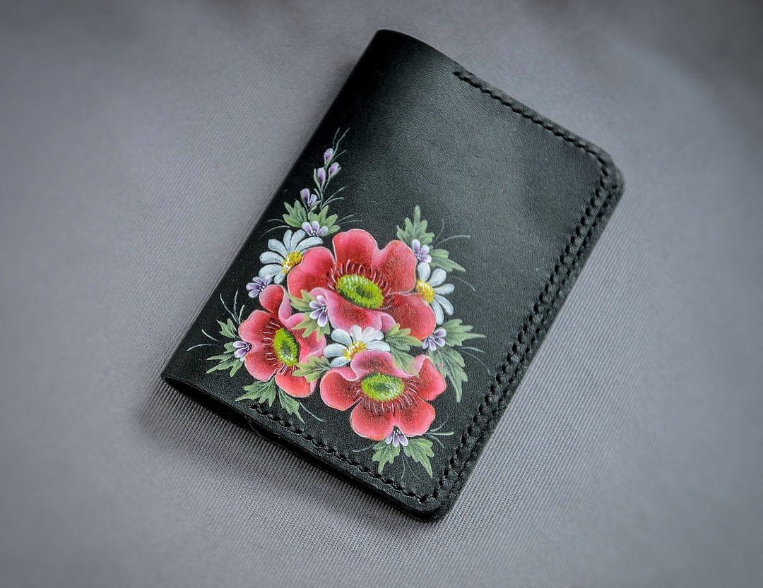 Black leather passport holder Custom passport cover Passport case leather wallet - 护照夹/护照套 - 真皮 黑色