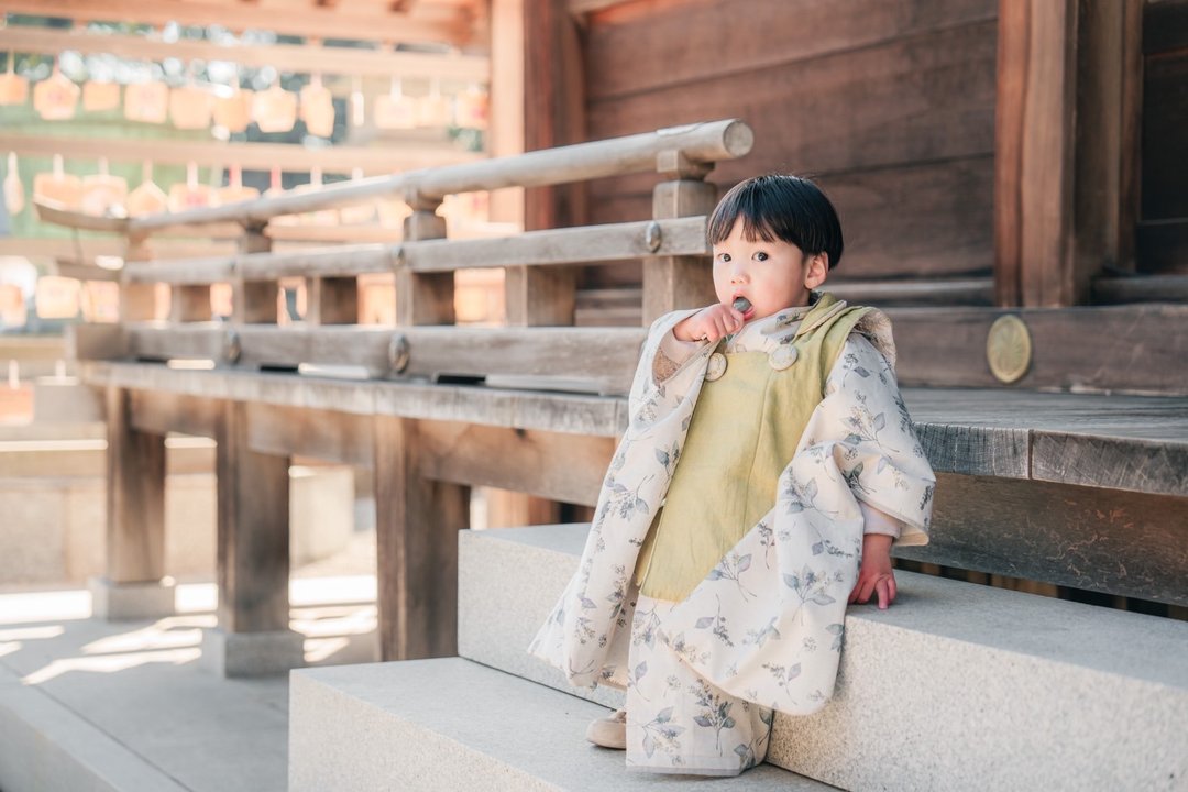 日本制造儿童及服长袖儿童及服和服黄色日式洋装婴幼儿七五三浴衣图案 - 童装礼服/连衣裙 - 棉 黄色