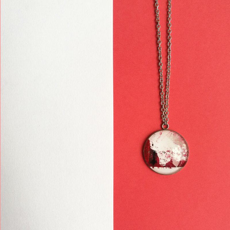 CHEW 'N' GIAM | Hand Painted Necklace [Red Series] - 项链 - 纸 红色