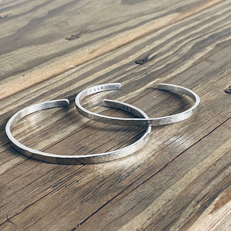 纯银 细款 水波纹 手环 1组2支 可客制姓名 S236 - 手链/手环 - 纯银 银色