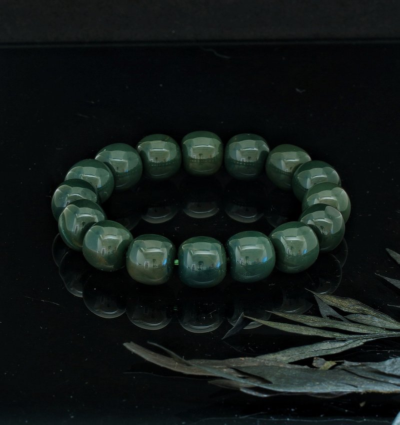 阿拉善纯蓝绿玛瑙 13mm 手链 - 手链/手环 - 宝石 