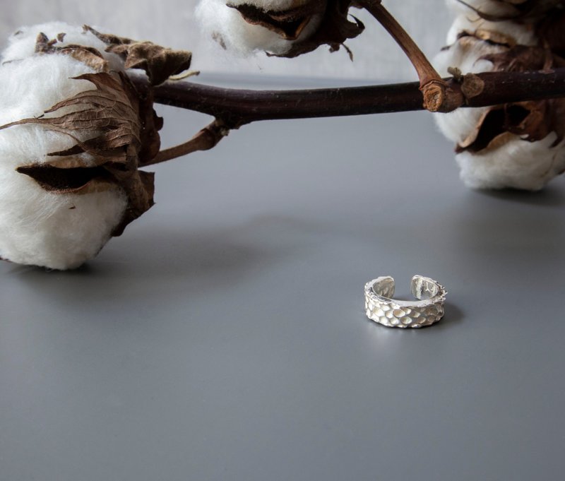 特殊质感耳扣 - 925银 - 单支 - 耳骨夹 - 耳环/耳夹 - 纯银 银色