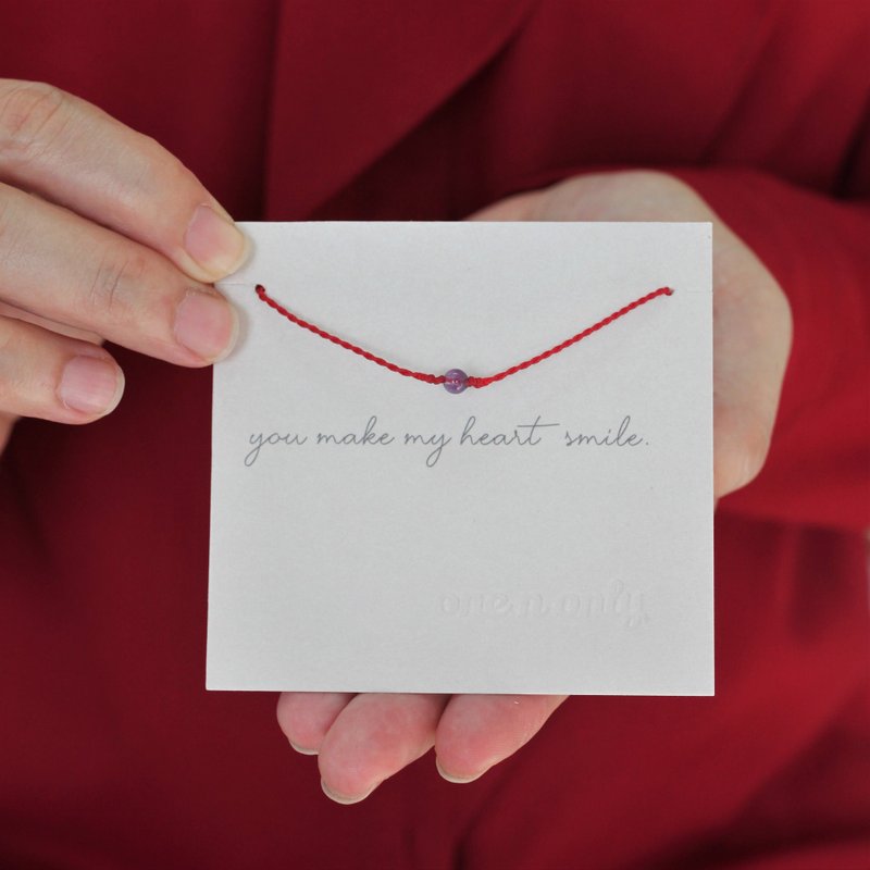 【礼物】12星座守护石 天然石幸运手环 喜乐红绳 射手 摩羯 - 手链/手环 - 半宝石 红色