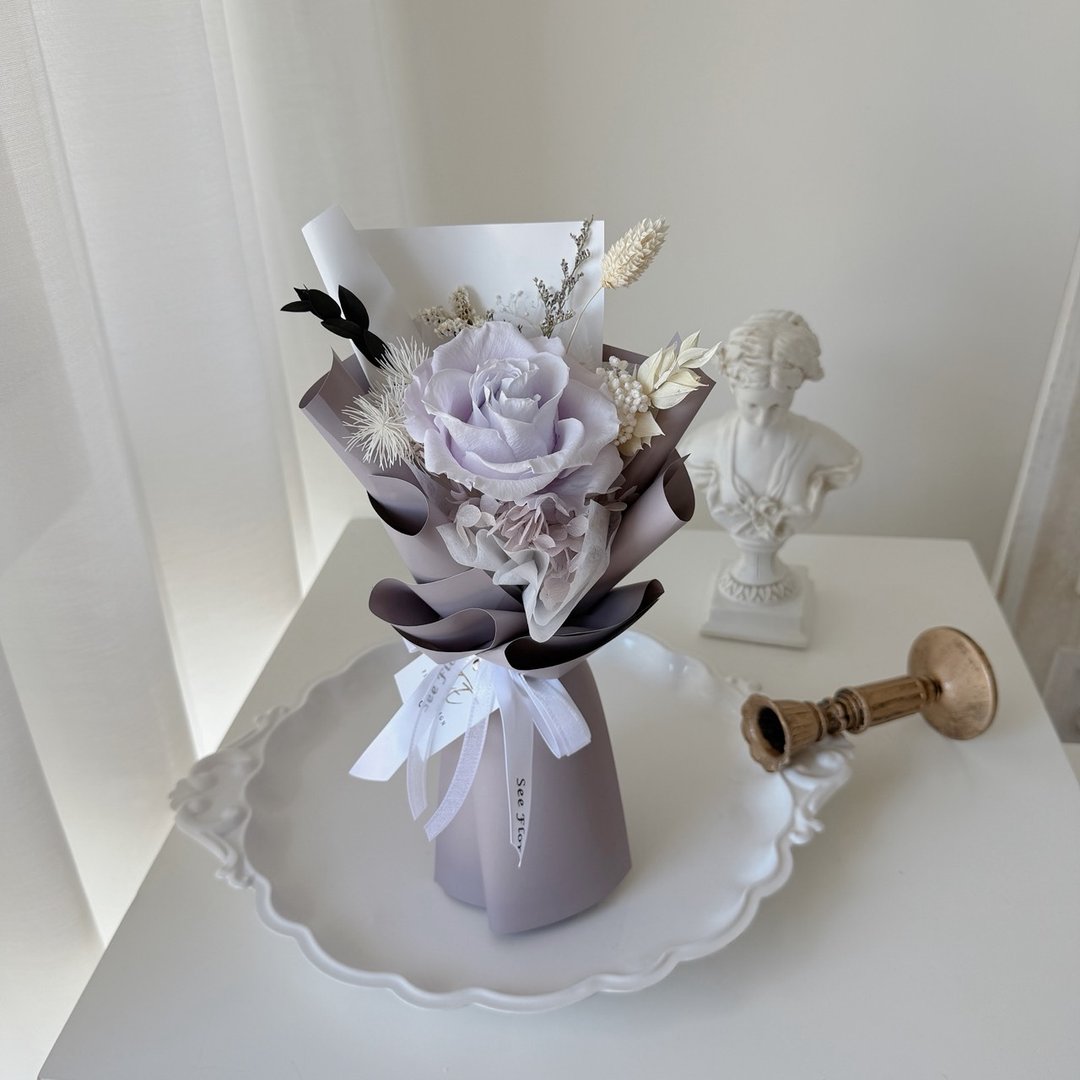 SEE 看见花艺设计 | 永生花 | 玫瑰 | 紫玫瑰单朵花束 - 干燥花/捧花 - 植物．花 
