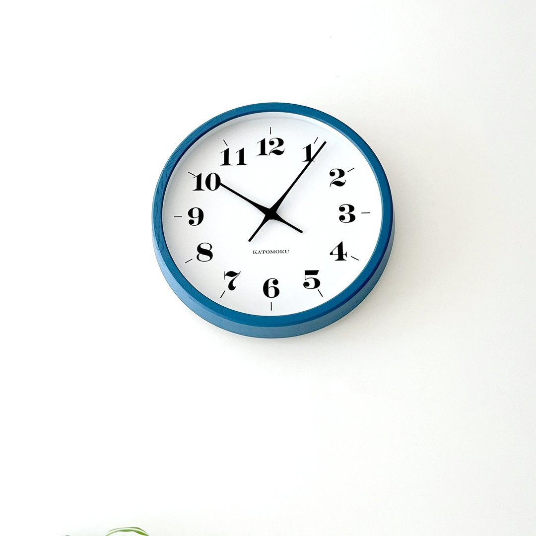 KATOMOKU muku clock 12 梣树 蓝色 (km-97BL)挂钟 日本制造 - 时钟/闹钟 - 木头 蓝色