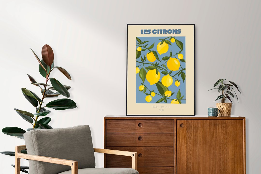 Lemon poster, digital poster, digital download, citrus poster - 电子手绘真人画像/绘画/插画 - 其他材质 
