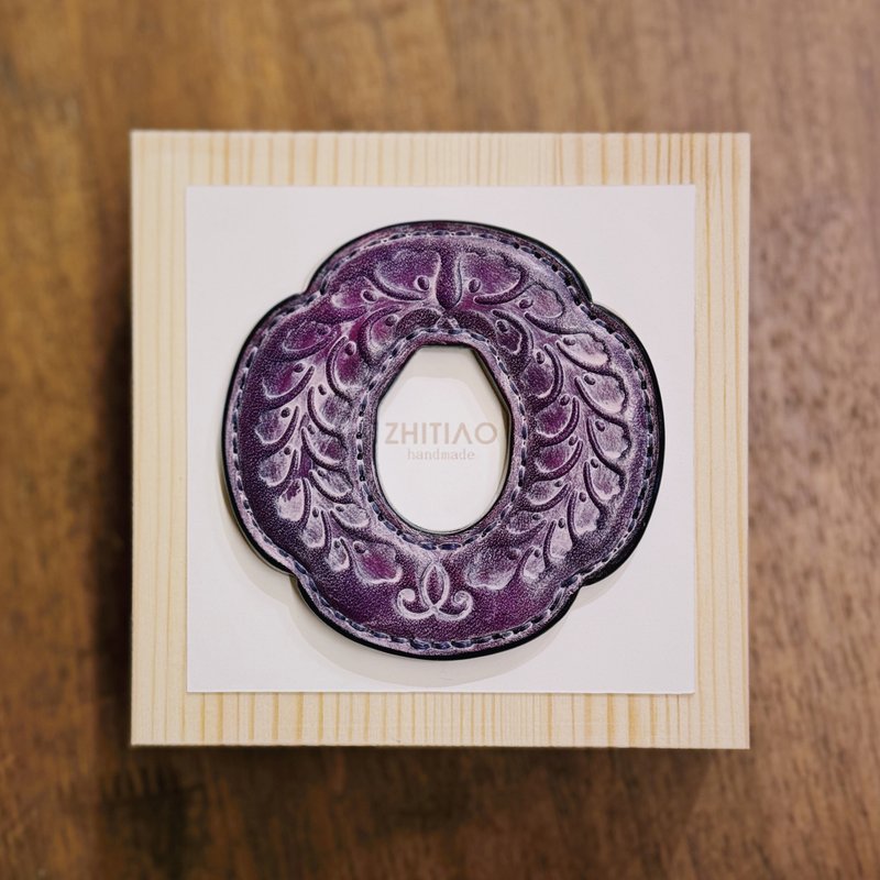 原创手工制作牛皮剑道木刀镡 隐秘之境 雾蜡紫 木刀锷 Tsuba - 运动配件 - 真皮 紫色