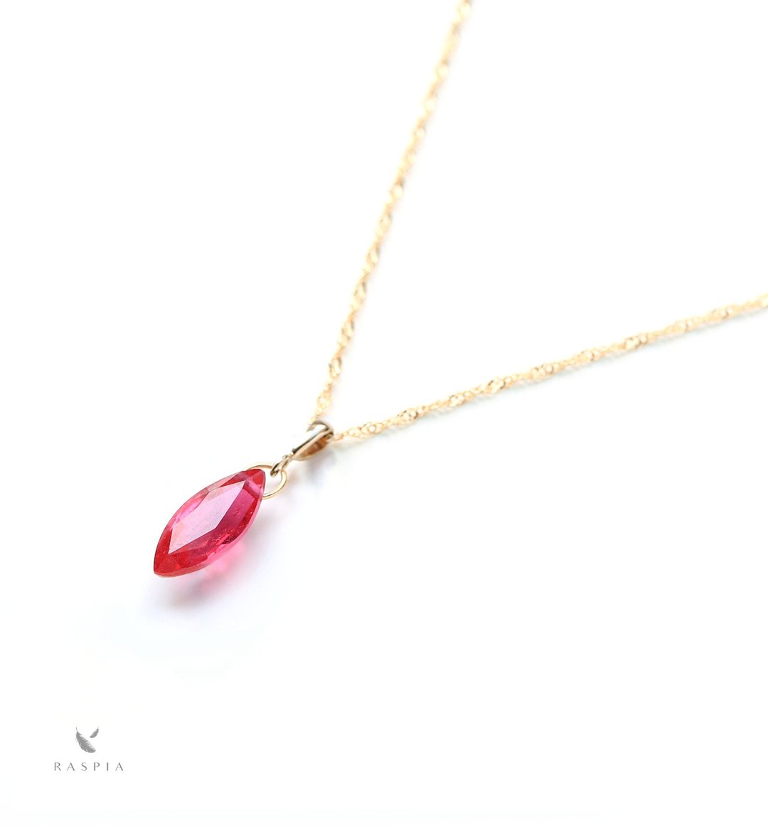 K10 Ruby (Marquise Shape) Necklace Charm ~BOURGEON~ (Chain set available) - 项链 - 宝石 红色