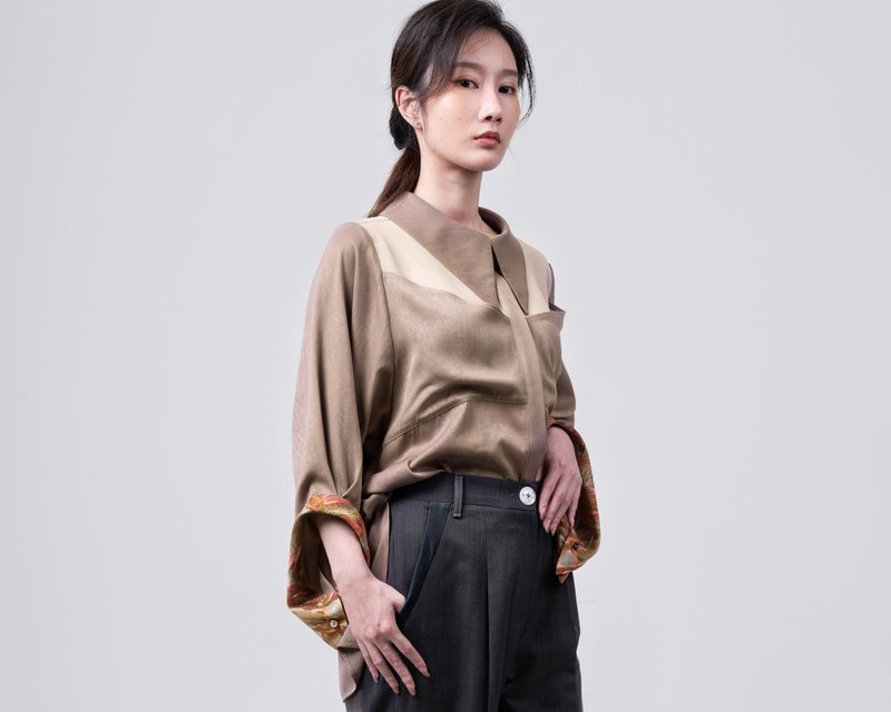 高雅女爵透视外罩衫-卡其 - 女装休闲/机能外套 - 聚酯纤维 卡其色