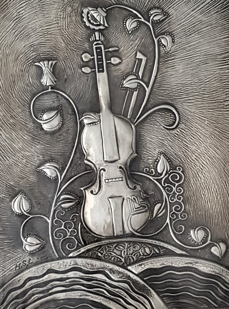 锡雕  中场休息 无弦琴 画框 - 海报/装饰画/版画 - 其他材质 