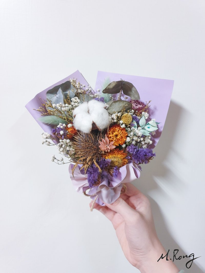 紫想为你 情人节花束 干燥花 永生花 棉花 满天星 麦秆菊 - 干燥花/捧花 - 其他材质 紫色