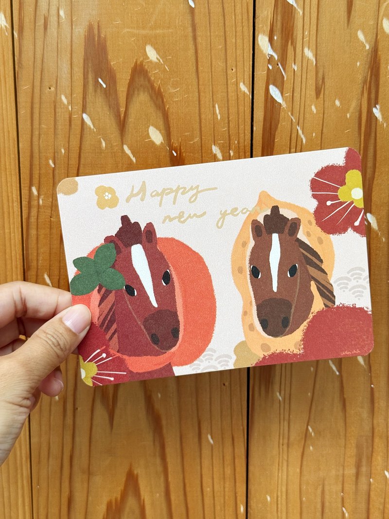 好事花生 2026新年贺卡 ( 2入 )-贺年明信片_简v的画盒  马年 - 卡片/明信片 - 纸 红色