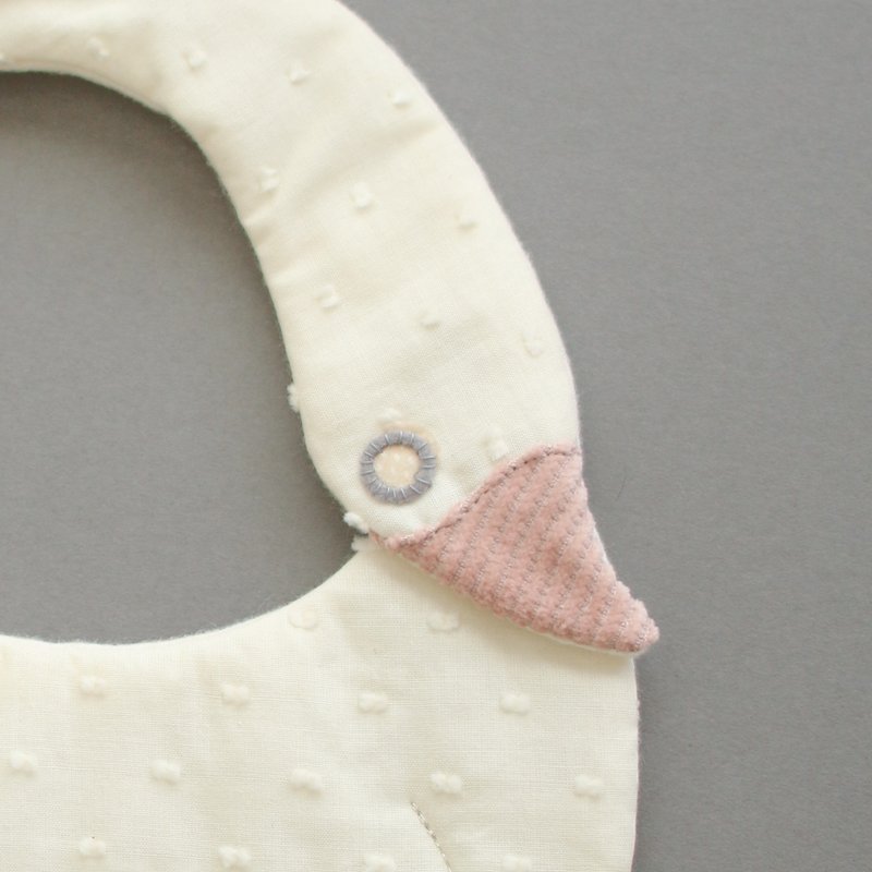 单鸭围兜连盒 [Kinari x 粉红] 有机雪 - 围嘴/口水巾 - 棉．麻 粉红色