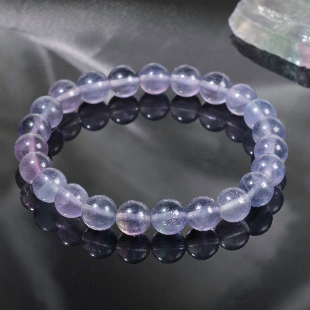 一图一物│#143 8mm 紫蓝萤石水晶手链 柔光雾感 智慧之石 礼物 - 手链/手环 - 水晶 紫色