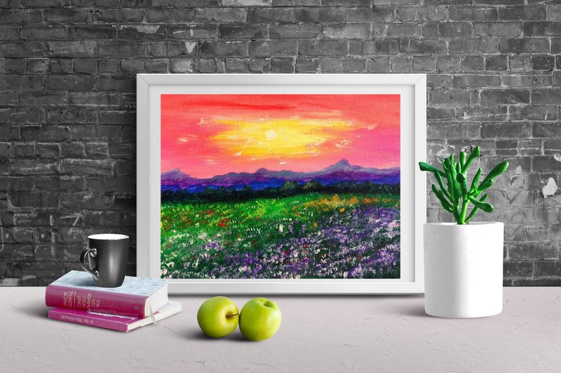 风景原始丙烯画山野花小艺术形象 - 墙贴/壁贴 - 其他材质 多色