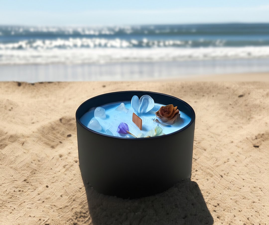 浪花 - 能量水晶香氛蜡烛 - 蜡烛/烛台 - 蜡 蓝色
