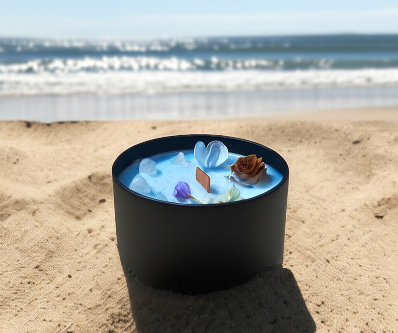 香氛蜡烛买2送1--浪花-能量水晶香氛蜡烛 - 蜡烛/烛台 - 蜡 蓝色