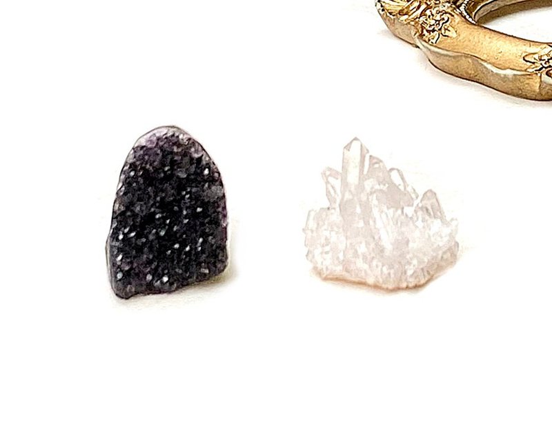 小小能量摆件-天然可爱小小迷你紫晶镇x小小迷你白水晶簇 套组 - 其他 - 水晶 多色