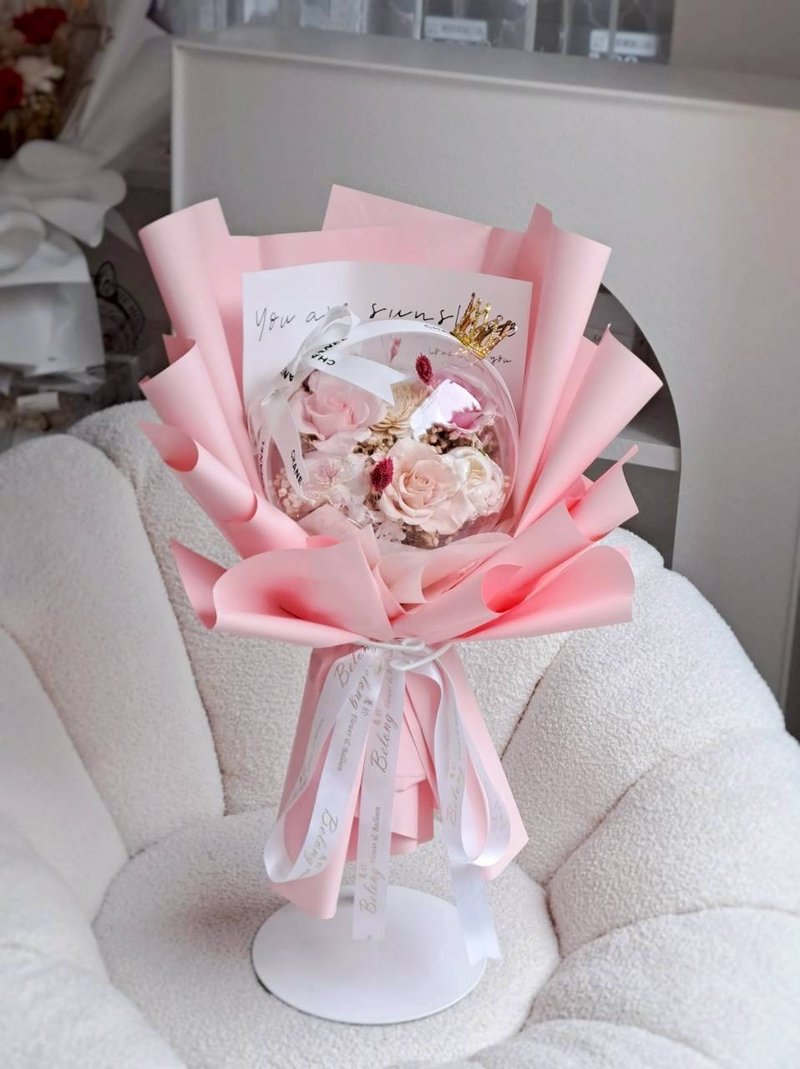 波波球 永生花束 粉 可代写卡片 干燥花束 永生花 礼物 - 干燥花/捧花 - 植物．花 粉红色