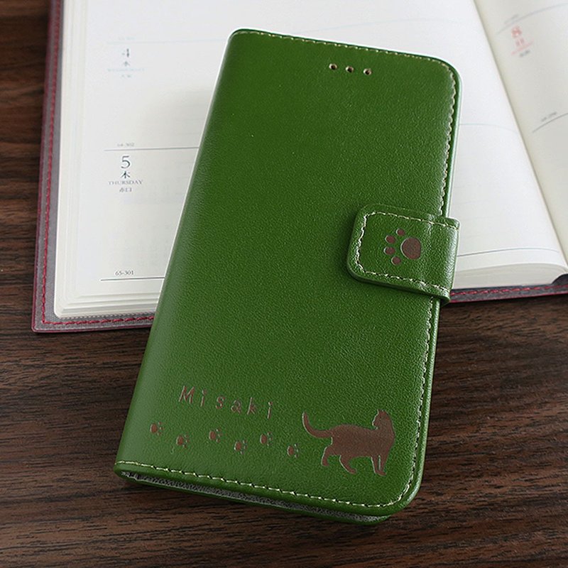 Cat and toy iPhone8 / 7 / 6s /6case (moss green) - 手机壳/手机套 - 人造皮革 绿色