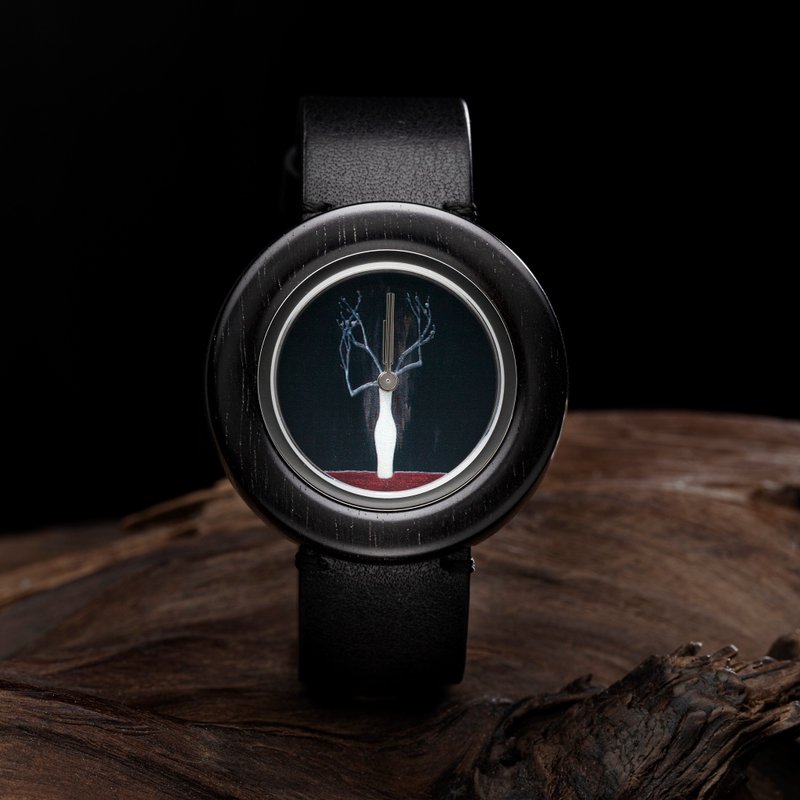 【idodan】常玉联名系列腕表 - 瓶梅 Plum in Vase - 女表 - 木头 黑色