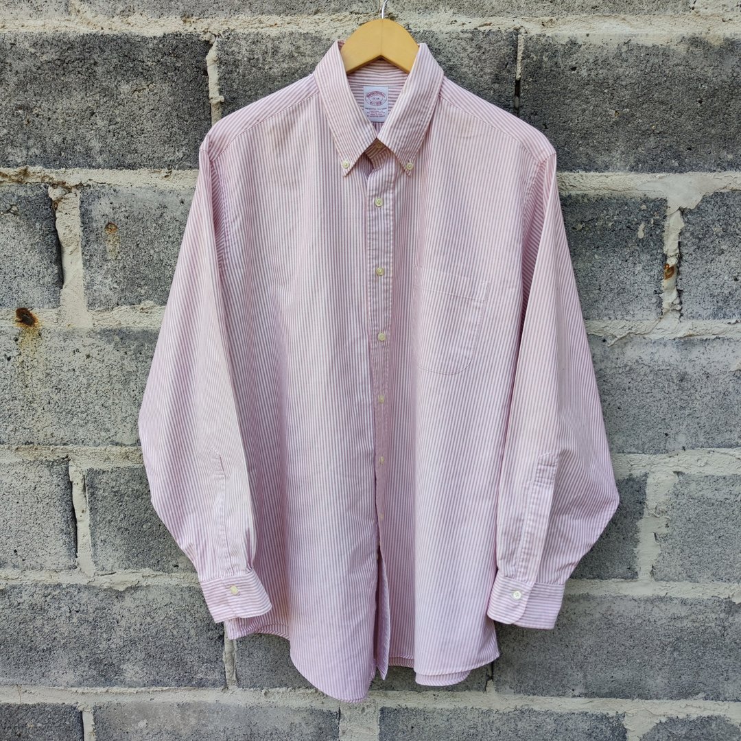 Vintage Brooks Brothers White Red Striped Button Down Cotton Shirt  17-34 - 男装衬衫 - 棉 白色